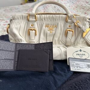 PRADA OFF WHITE LEATHER BAG